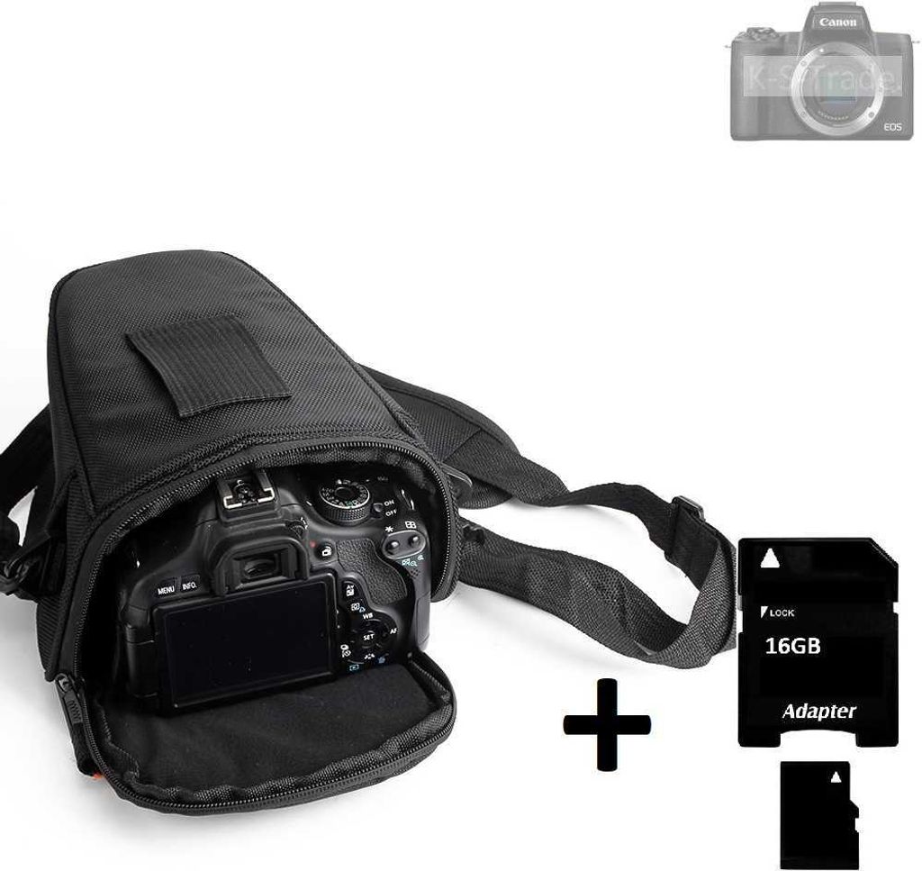 K-S-Trade Schultertasche kompatibel mit Canon EOS M50 Mark ll Colt Kameratasche für Systemkameras DSLR DSLM SLR, Bridge etc., + 16GB Speicherkarte