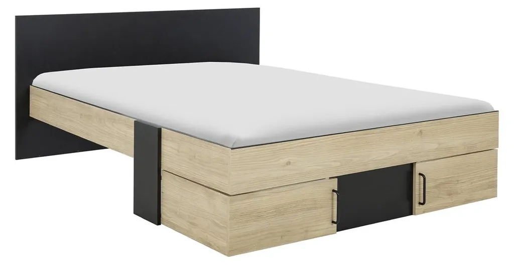 Lit Coffre 140x190 cm CALICOSY Swivel avec Tiroirs - Gain de Place