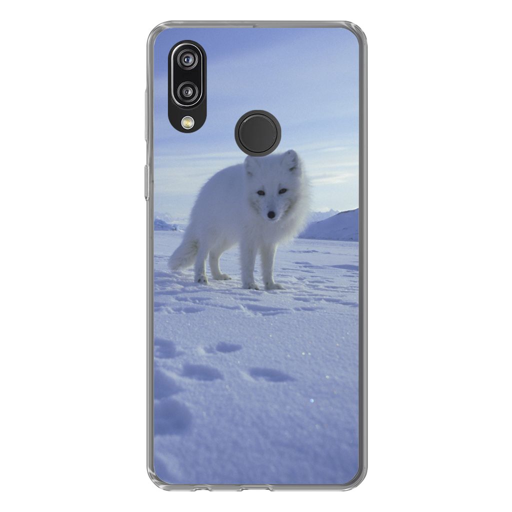 MuchoWow Handyhülle Schutzhülle Hülle für Huawei P20 Lite (2020) Fuchs - Schnee - Berge Silikon Softcase Handy Hülle - Kartenhalter