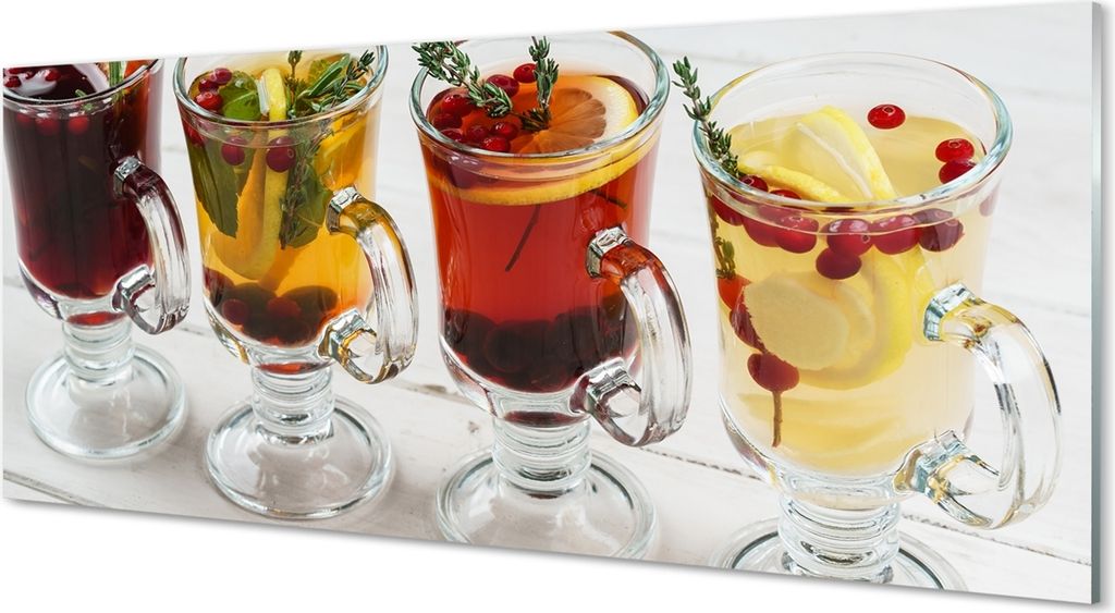 Glasbilder 125x50 Wandkunst Winter Früchtetee Kräuter