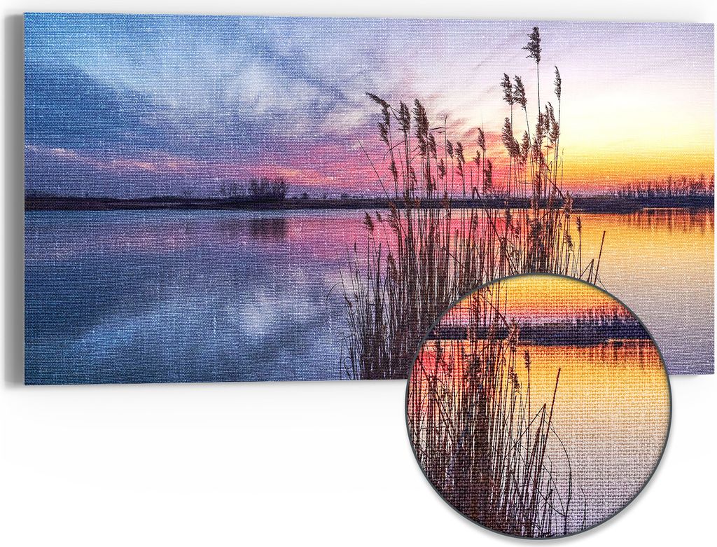 DEQORI Hybrid Leinwand Bild 60x30 cm 'Abendstille am See' Produktbild 