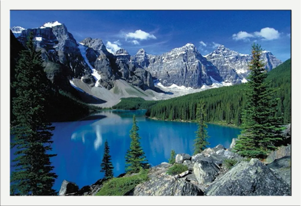 Cadre Photo Paysage Moraine Lake II Banff pour Décoration Salon Blanc
