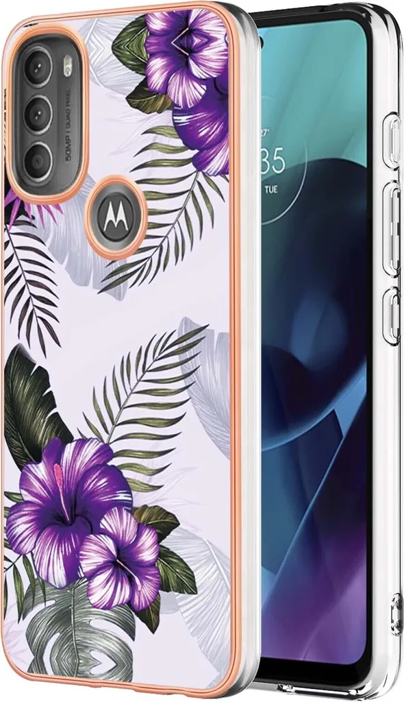 Custodia per Motorola Moto G71 5G, custodia in silicone TPU antiurto a fantasia Purple