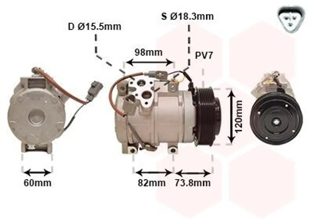 Compresseur de climatisation VAN WEZEL 5300K726 pour Toyota Land Cruiser