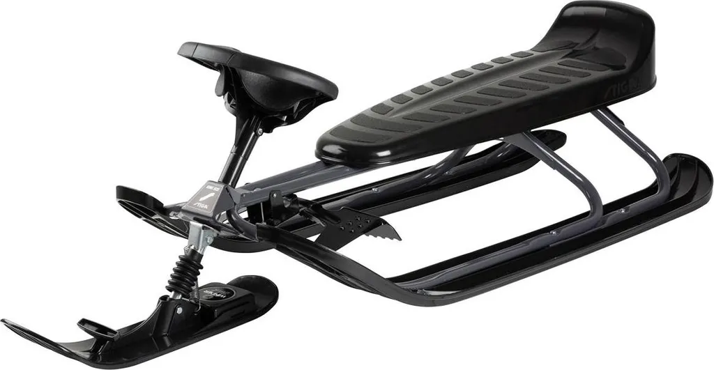 Snowracer King Size GT avec Skis Curve et Amortisseur - Luge Grise Noire