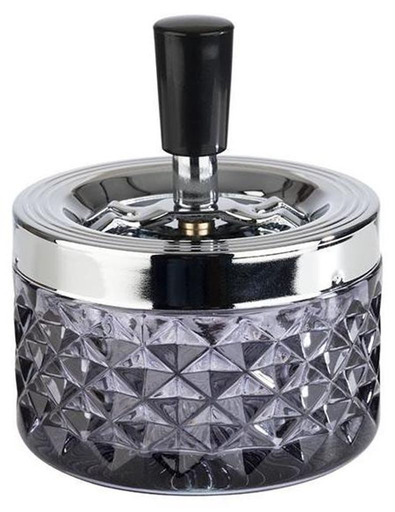 APS 568 Drehaschenbecher PUSH, Glas/Metall, Ø 9,5 cm, Höhe Produktbild 