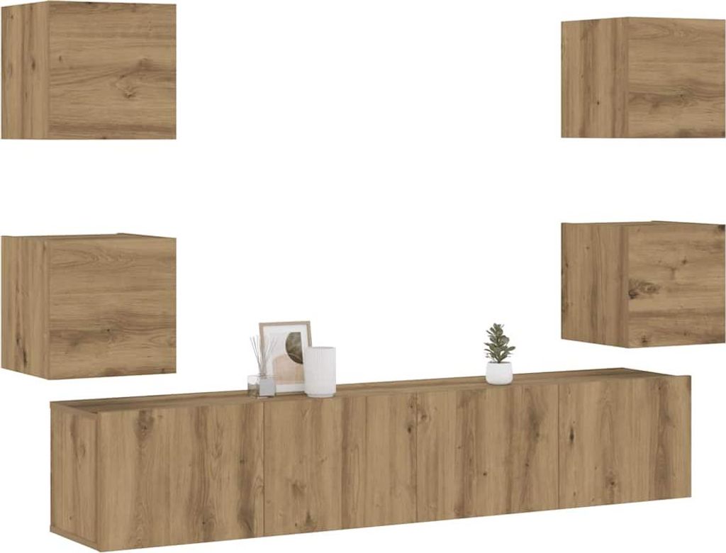 vidaXL TV-Wandschränke 6 Stk. Artisan-Eiche Holzwerkstoff