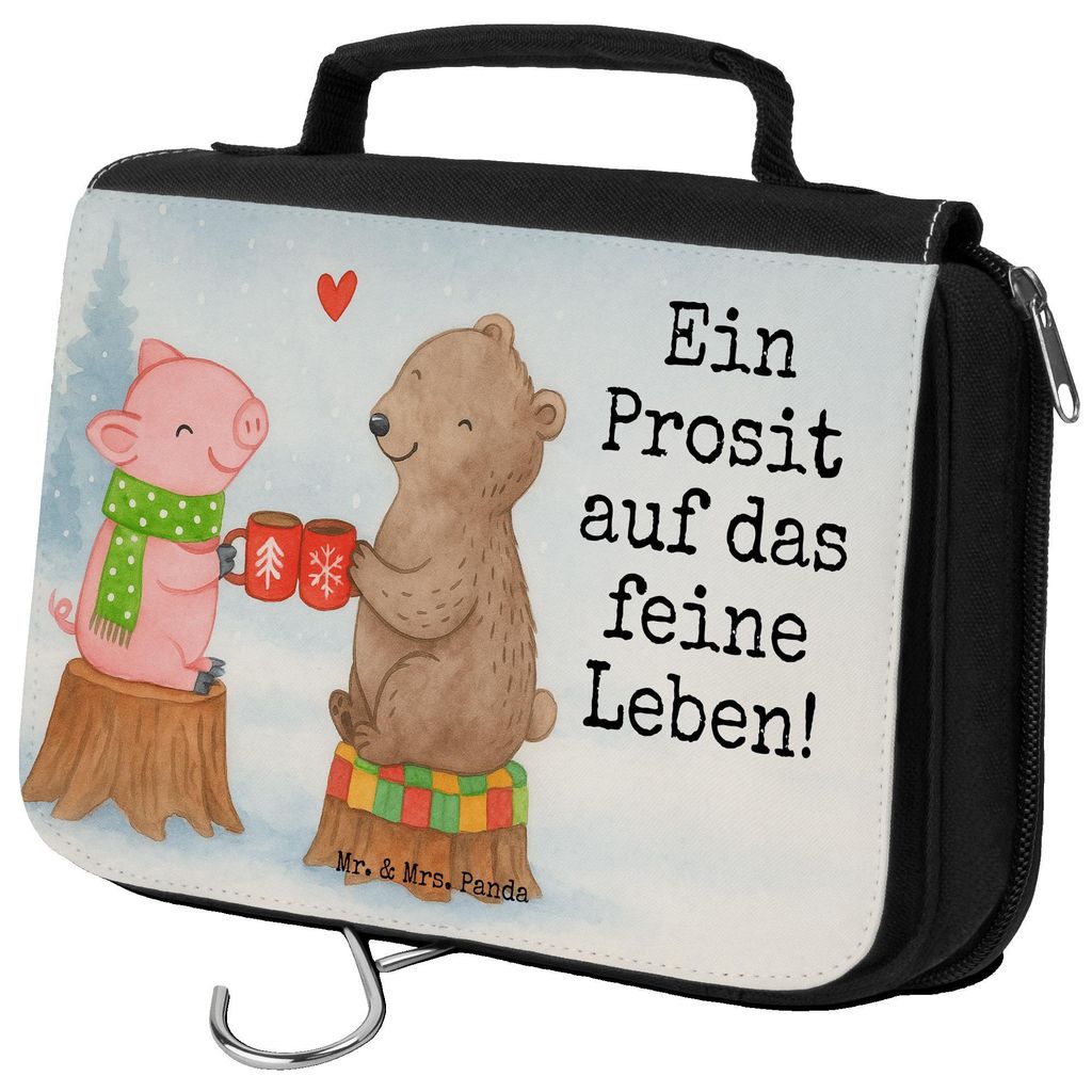 Mr. & Mrs. Panda Kulturtasche Glühschwein Sause Design - Weiß - Geschenk, Prost, Schwein, Make-Up Tasche, Bär, Weihnachtszeit, Waschbeutel, Kult...