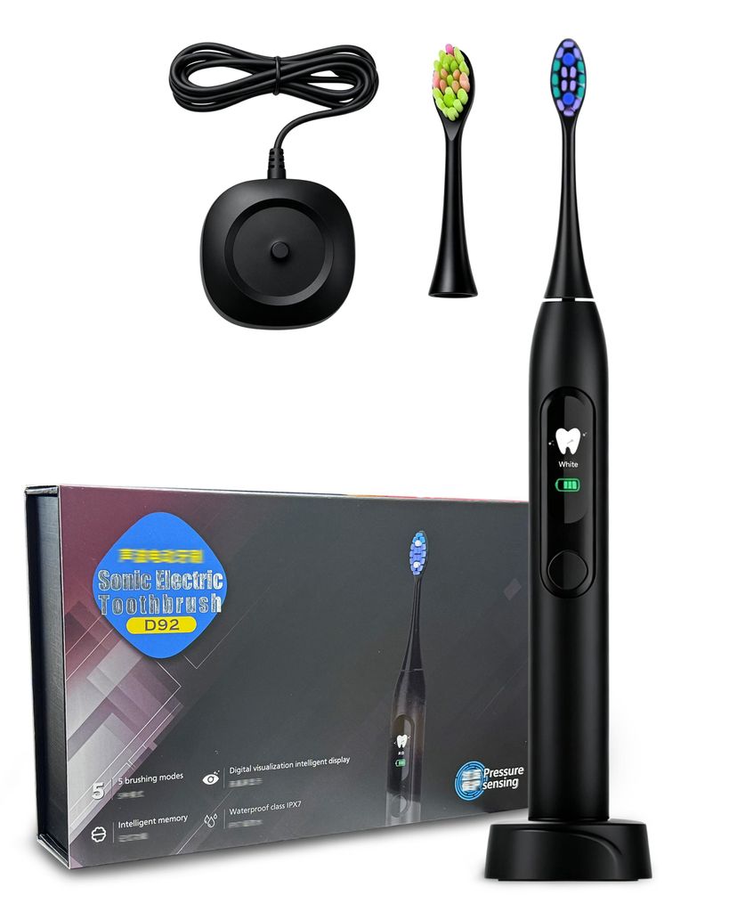 Brosse à dents électrique sonique noire avec écran LED, Image du produit 