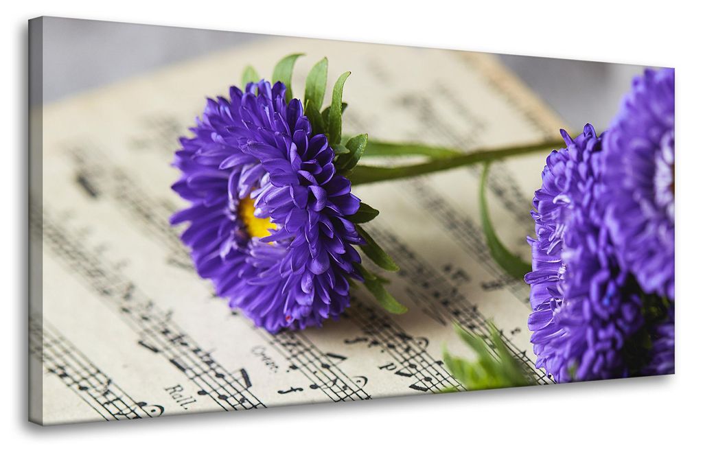 Leinwandgemälde „Musikblumen auf der Partitur“ 80x40