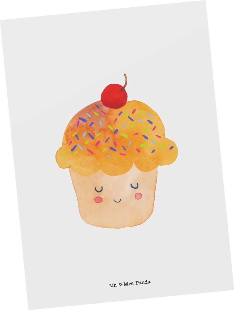 Mr. & Mrs. Panda Grußkarte Cupcake - Weiß - Geschenk, Muffin, Postkarten, Ansichtskarten, Postkarte, Lustige Sprüche, Koch, bildkarte, Motivatio...