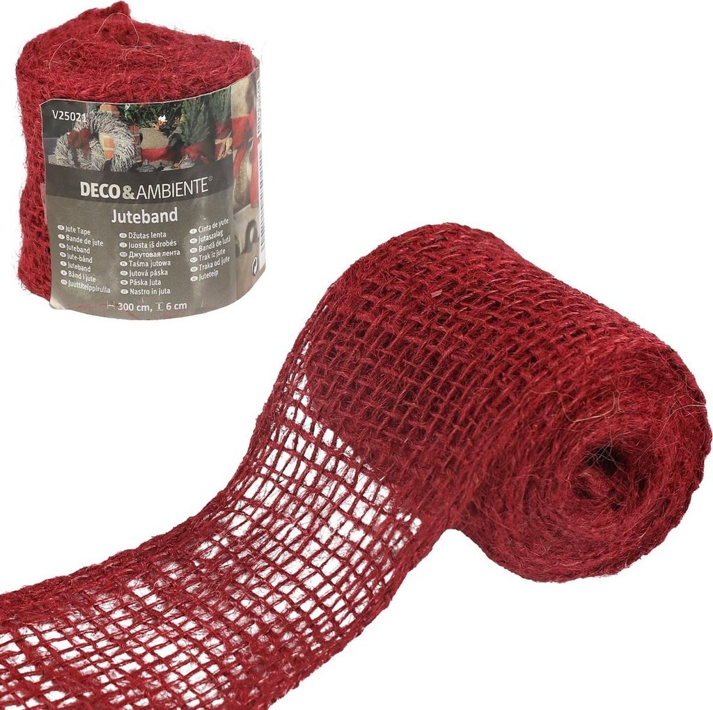 Videx® Deko-Juteband Rot 300 x 6 cm Produktbild 
