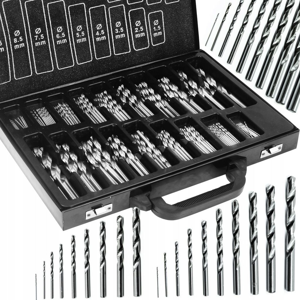 LUXTOM | Metallbohrer Set, 170-teilig, 1-10mm, Metallbohrersortiment, HSS geschliffen, Handbohrmaschine, Spiralbohrer, Schnellarbeitsstahl