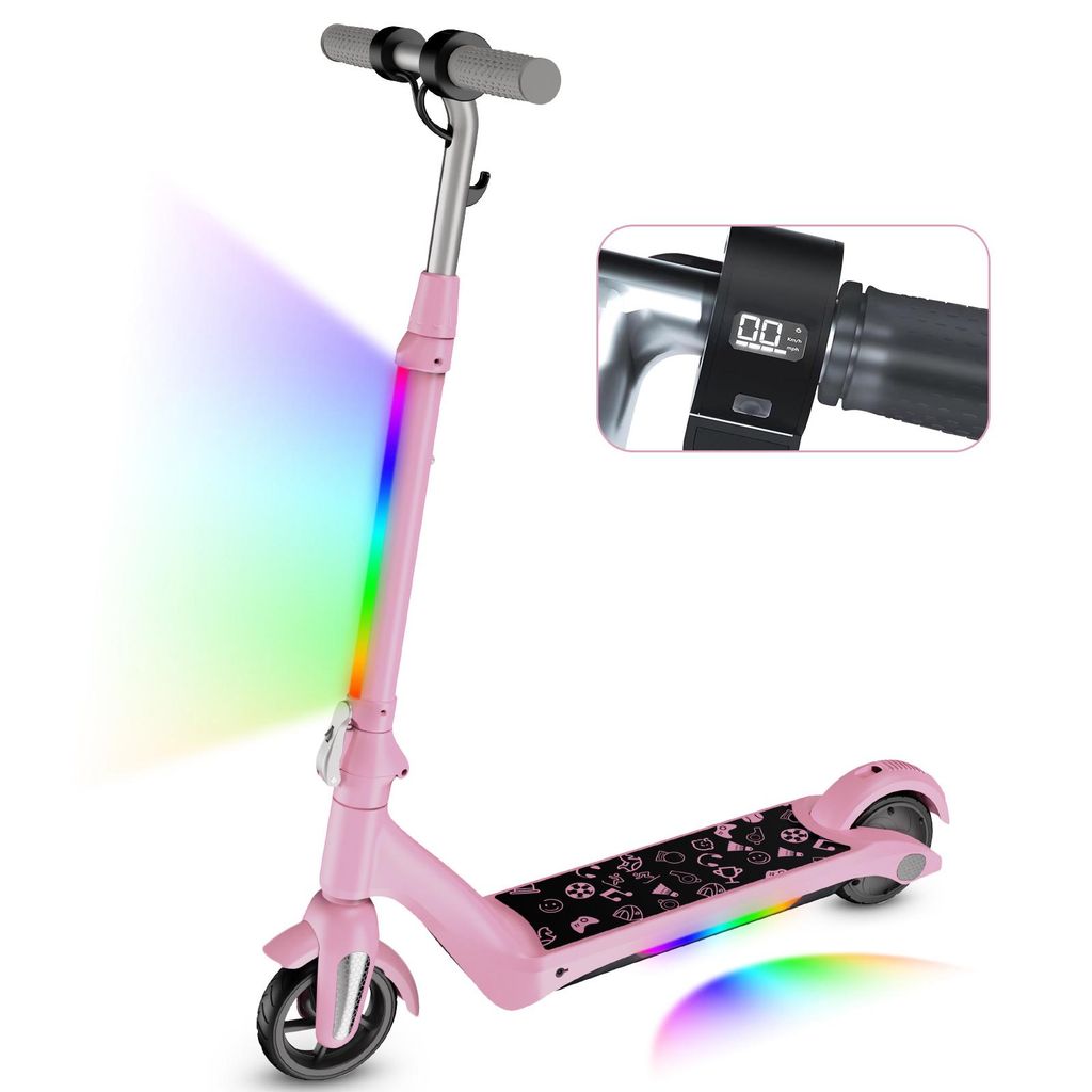 Elektroscooter Kinder Alter 6-12 Jahren Rosa Elektroroller 6 Zoll E-Roller Kinder Klappbar Kinderroller Aluminium E-Scooter EU Version