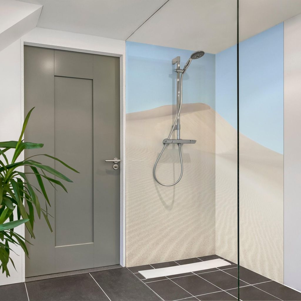 Duschrückwand Natur selbstklebend - 0.35 mm Wandpaneel wasserfest Wüste beige Maritim Badrückwand fugenlos Smart matt 110x190 cm