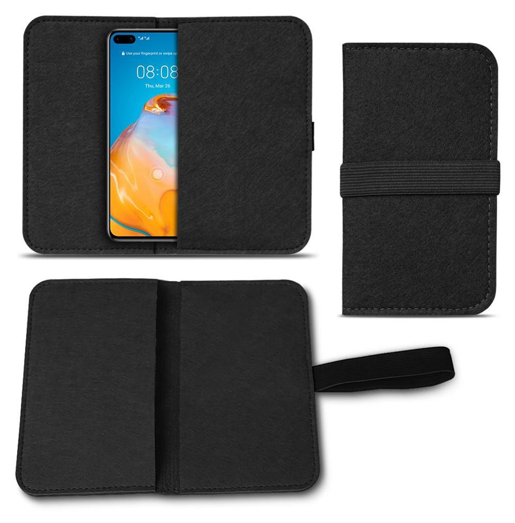Handy Hülle für Huawei Serie Filz Tasche Schutzhülle Handyhülle Schutz CoverFarbe:Schwarz;Pull Tab Huawei:Huawei P40