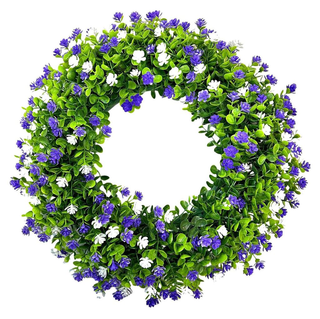 Wiederverwendbarer künstlicher Blumenkranz aus Eukalyptus, künstlichem Grün und bunten Blumen – ideal für Feiertage, Hochzeiten, als Dekorati...