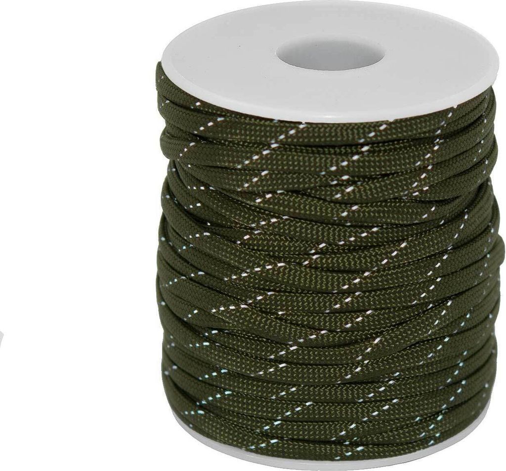 Schnur 25m x 4mm m. Reflektorfaden Polyester Seil Kordel Polyesterschnur