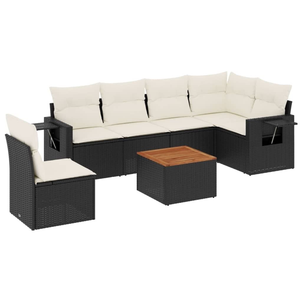 "2026 Aktion" 7-tlg. Garten-Lounge-Set - elegantes Design - Sitzgruppe/Gartengarnitur - mit Kissen Schwarz Poly Rattan - Terassenmöbel NeuMöbel25...