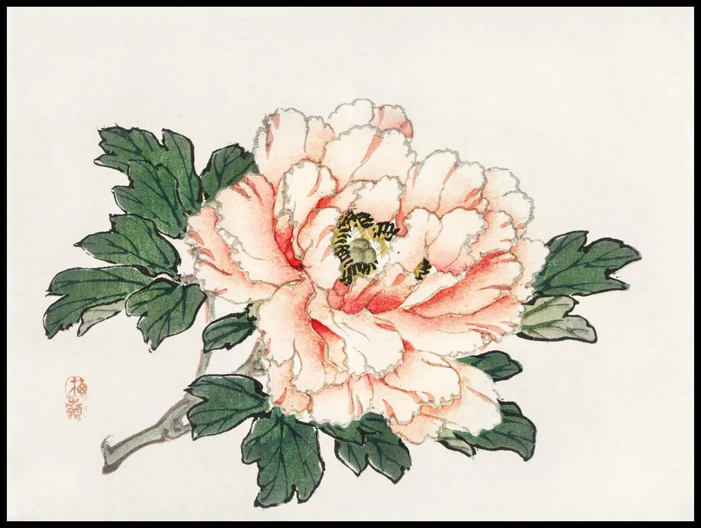 Regala Bellezza: Poster 100x75cm Rosa Rosa Kōno Bairei Vintage