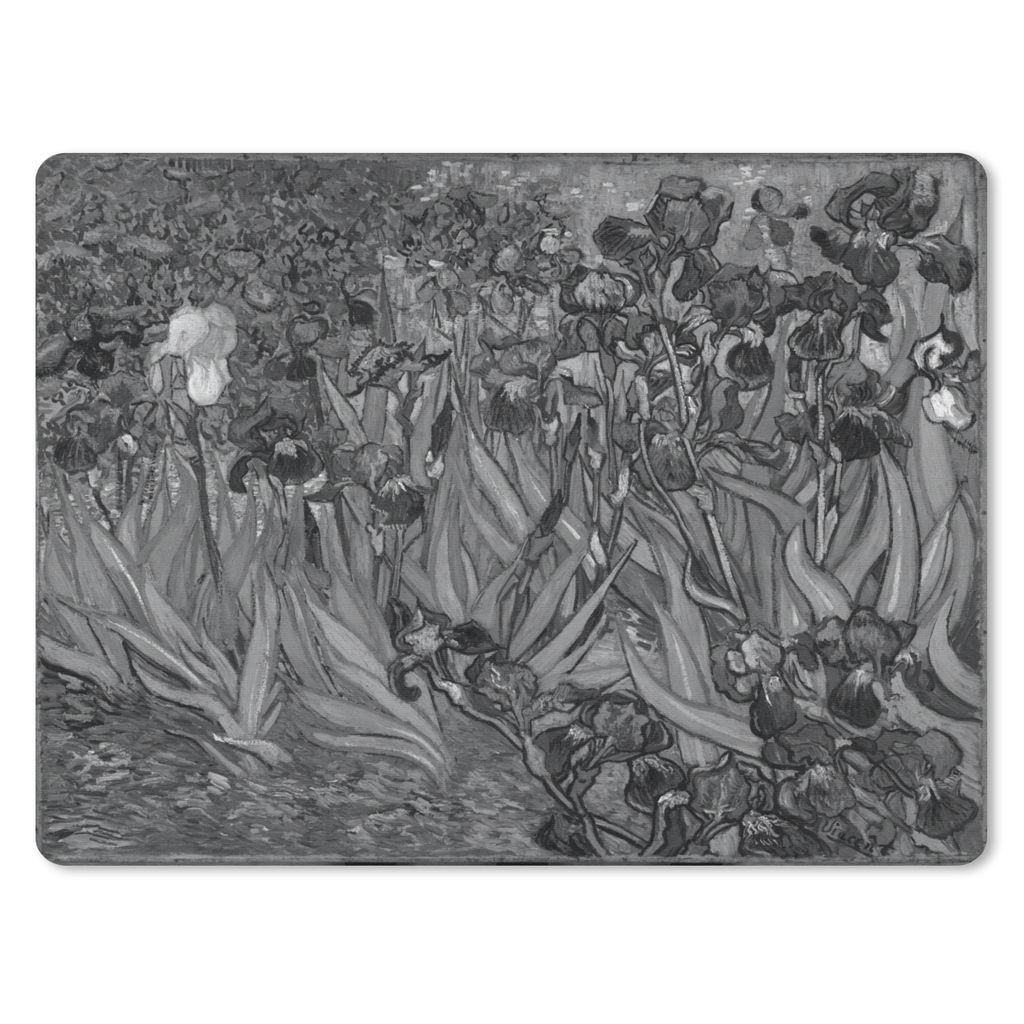 MuchoWow Mauspad Mousepad Schwertlilien - Vincent van Gogh - Schwarz und weiß 40x30 cm - Mousepads - Maus Mat - Pad - Mausunterlage - Anti Rutsch