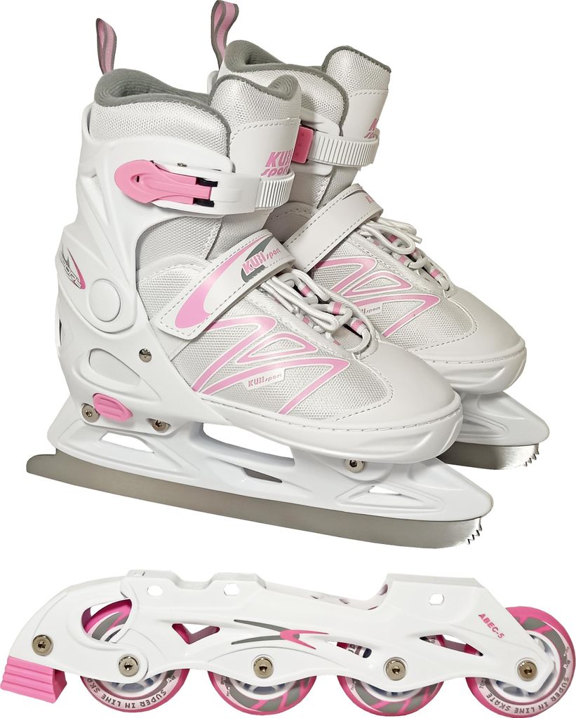 2-in-1-Stretch-Schlittschuhe für Mädchen mit herausnehmbarem Gestell, Größe S (33-36)