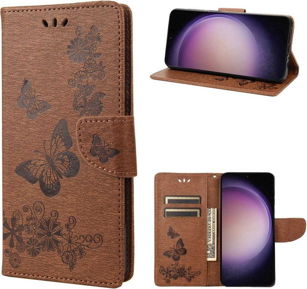 König Design Hülle kompatibel mit Kunstleder Handyhülle - Handy Case Braun
