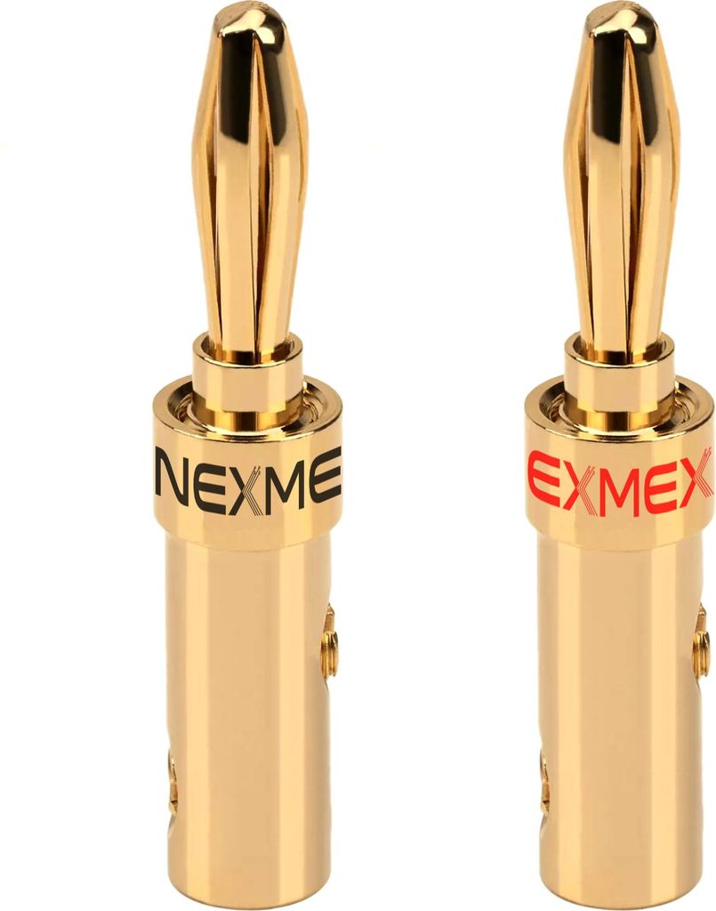 Bananenstecker 4mm schraubbar 24K vergoldet Stecker NEXMEX für Lautsprecherkabel