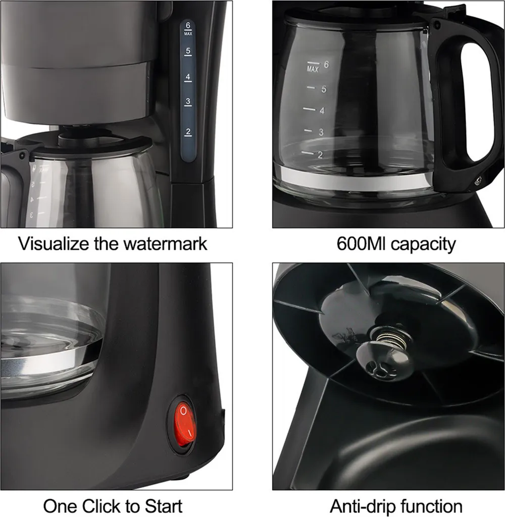 Petite Cafetière Électrique Anti-fuite avec Verseuse Graduée 600ml - 5