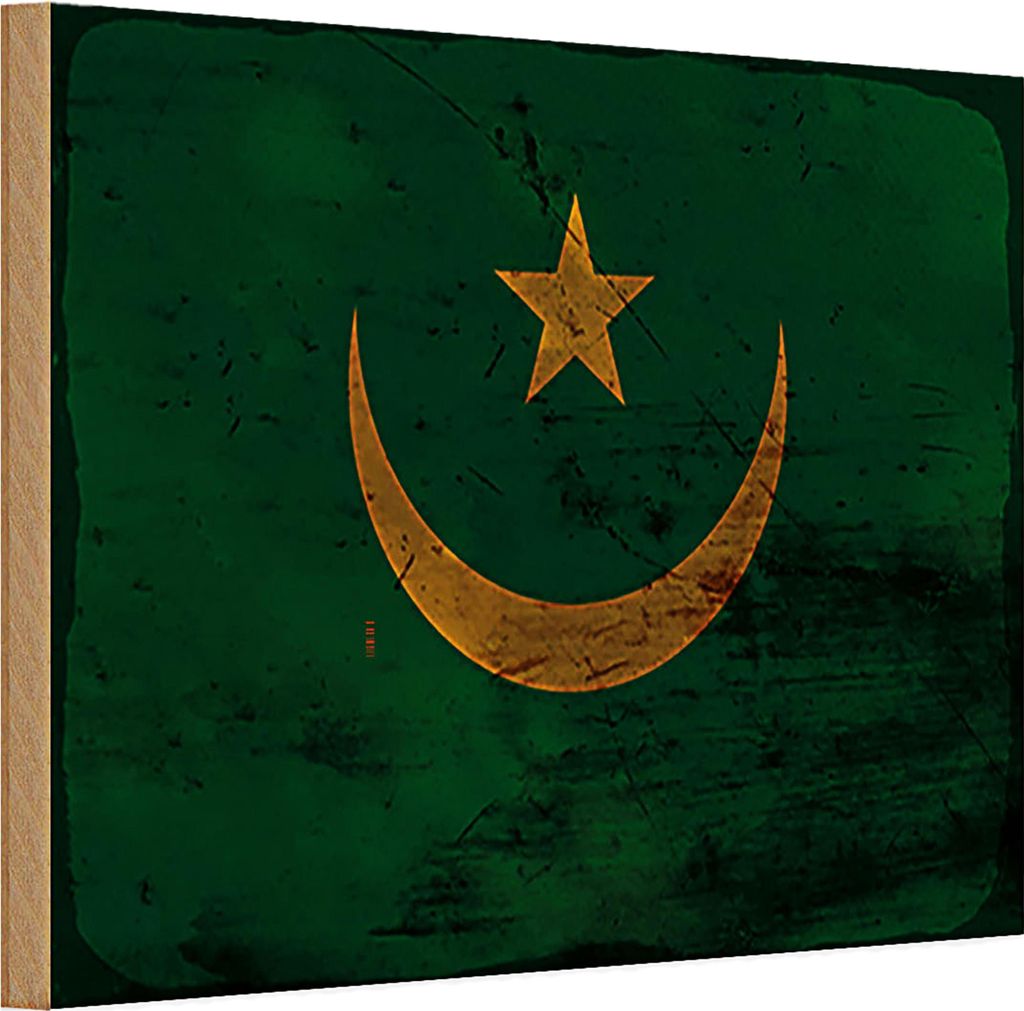 Holzschild Flagge Mauretanien 30x20cm Flag Mauritania Rost