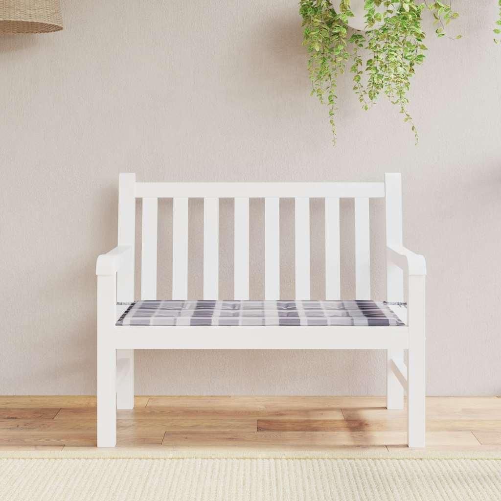 vidaXL Gartenbank-Auflage Grau Karomuster 120x50x4 cm Oxford-Gewebe