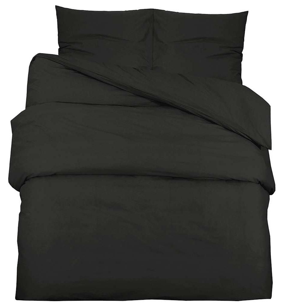 vidaXL Ensemble de literie noir 240x220 cm coton Image du produit 