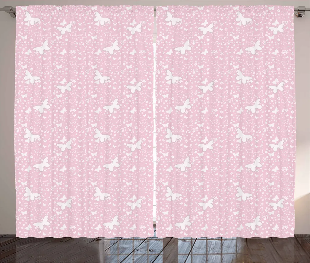 Tenda Lavabile Farfalle Rosa ABAKUHAUS 280x175 | Camera Bambini