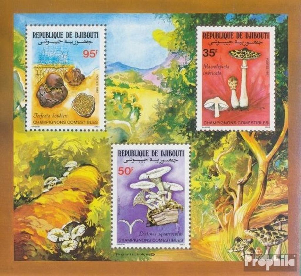 Briefmarken Dschibuti 1987 Mi Block138A (kompl.Ausg.) postfrisch Speisepilze