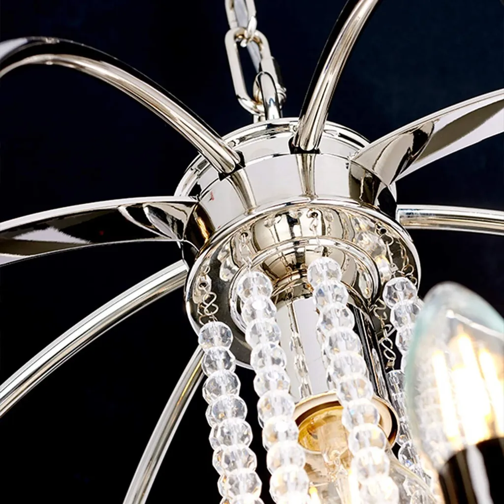Lustre Cassie pour Grands Espaces, 6 Bras E14, Métal Nickelé, 398cm - 3