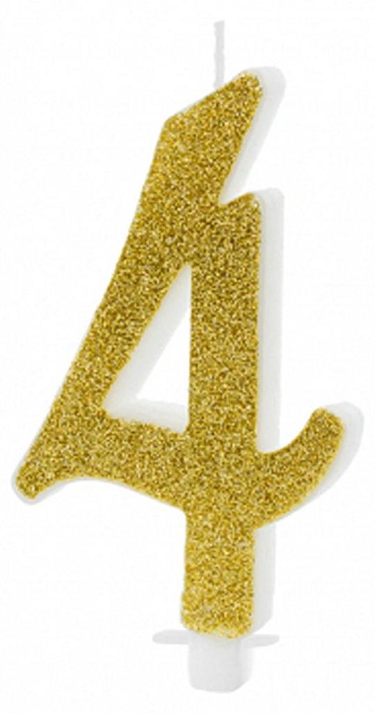 Geburtstagskerze Zahlen 0 bis 9 gold glitzernd 10cm