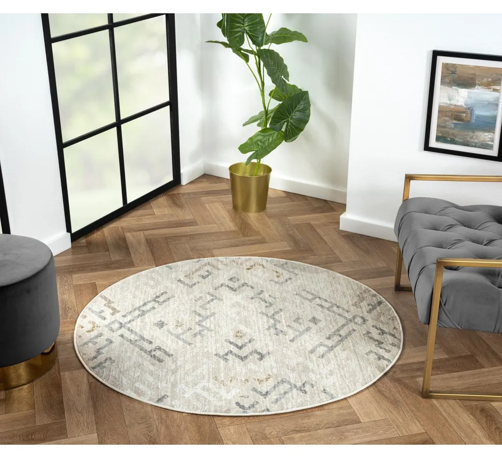 Tapis rond 120 cm crème My Type CA60006 : texture douce et durable