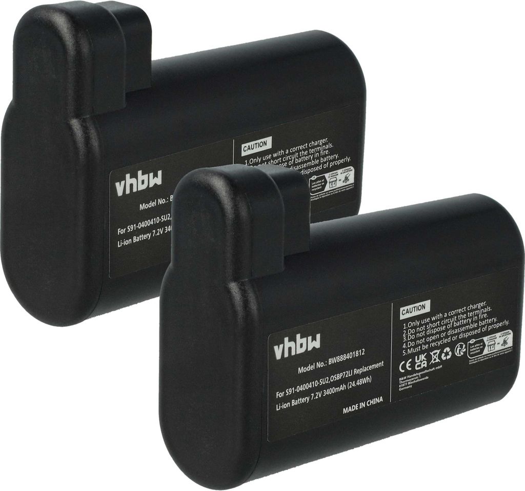 vhbw 2x Akku kompatibel mit Electrolux Pure i9, PI91, i9.2 Staubsauger Schwarz (3400 mAh, 7,2 V, Li-Ion)