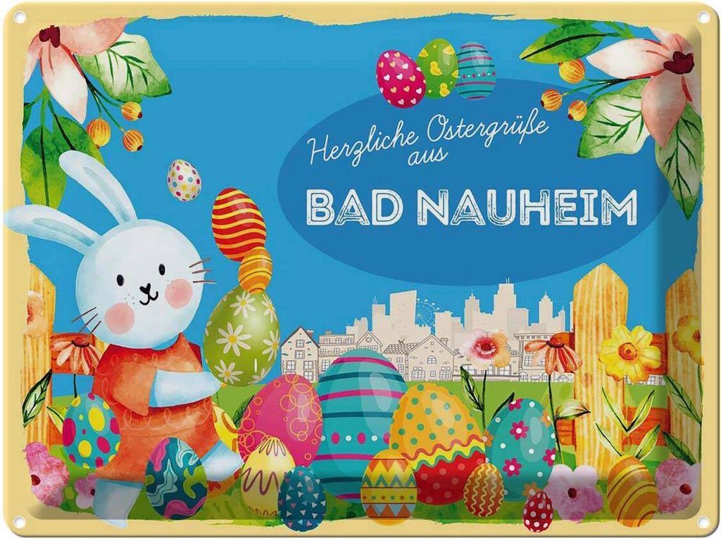 vianmo Blechschild 30x40 cm Ostern Ostergrüße BAD NAUHEIM Gruß