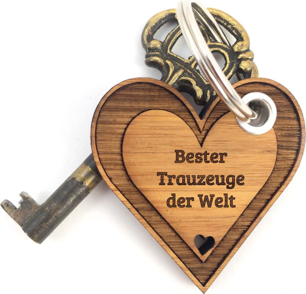 Mr. & Mrs. Panda Glücksbringer Trauzeuge - Bambus - Geschenk, Schlüsselanhänger aus Holz, Geschenkidee, Herzchen, Herz, Standesamt, Liebe, anhä...