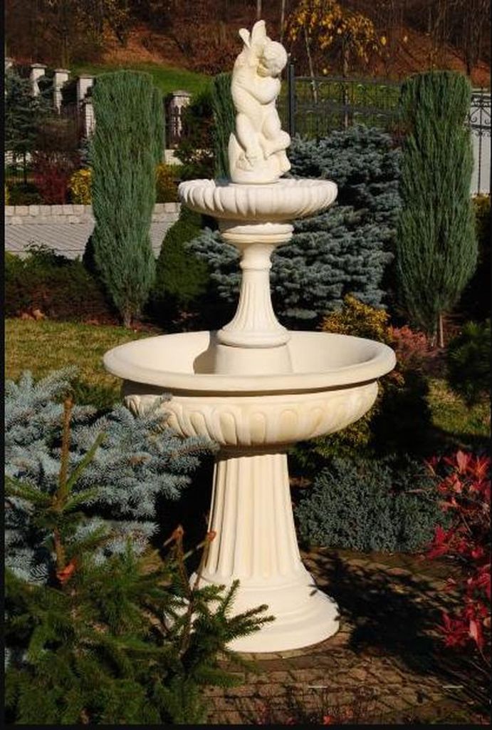 Springbrunnen Froschbrunnen Brunnen 189cm Steinbrunnen Gartenbrunnen Fontaine