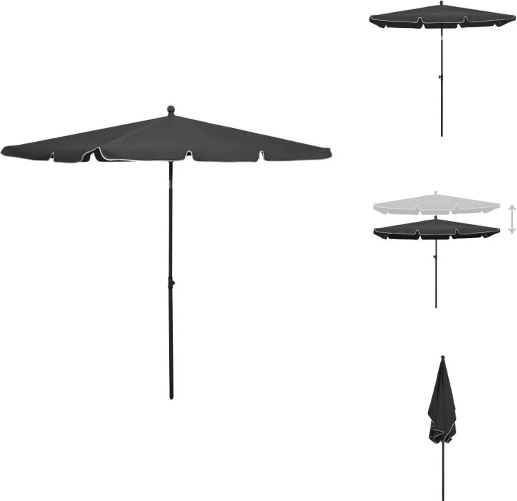 vidaXL Ombrellone da Giardino Antracite 210x140 cm - Parasole Rettangolare