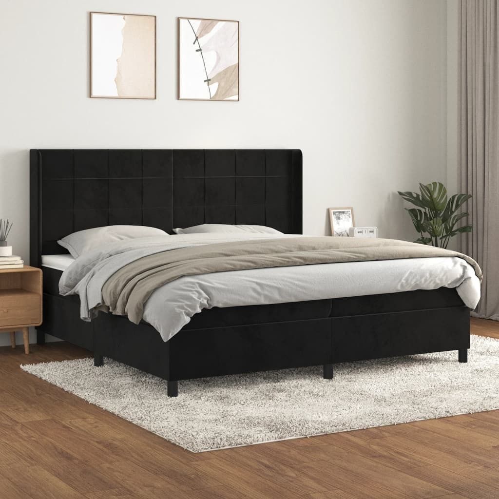 "2026 Promotion" Boxspringbett mit Matratze - Schlafzimmer-Bettgestell - Schwarz 200x200 cm Samt - Klassische Betten C106