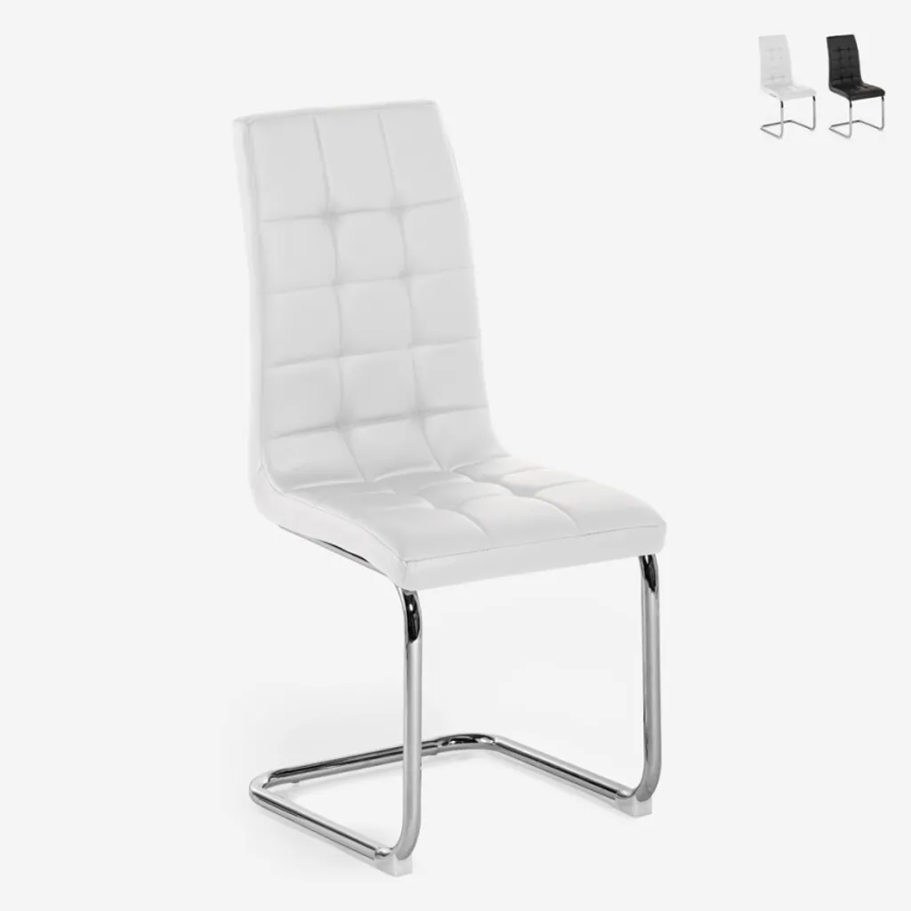 Chaise blanche dossier haut Dudak élégante en similicuir pour la maison