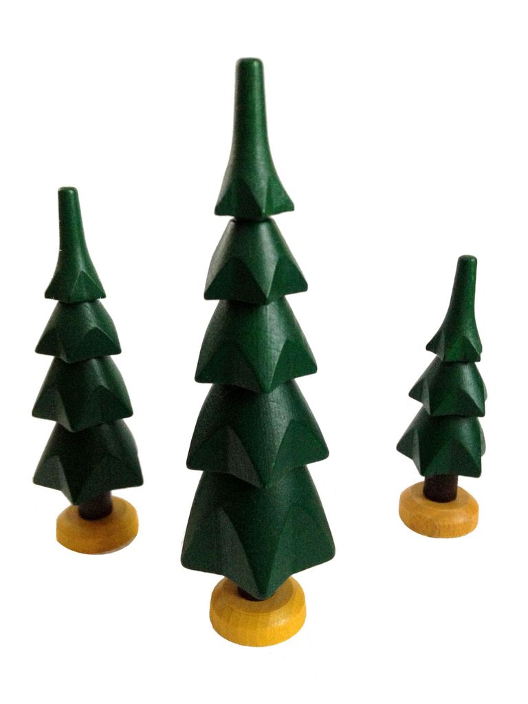 Holzdekoration 3 Holzbäume bunt Höhe=11cm NEU
