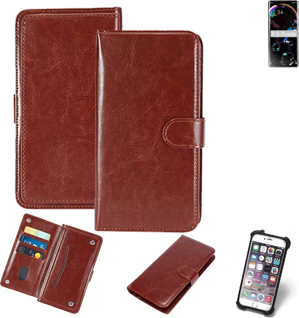 K-S-Trade 360° Hülle kompatibel mit Sharp Aquos R6 braun Kunstleder Case BookCase WalletCase Kunstlederederhülle Handyhülle, Rundumschutz Bumper