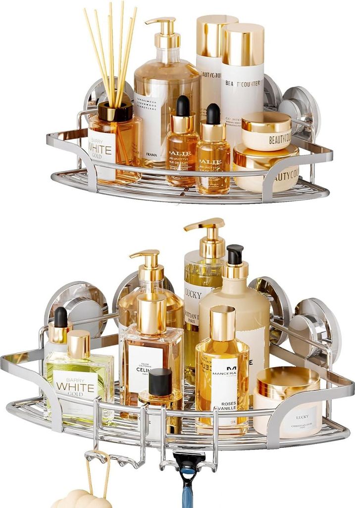 Duschcaddy Ecke - Wasserbeständig - Set von 2 - Edelstahl - 8,9 cm und 9,9 cm