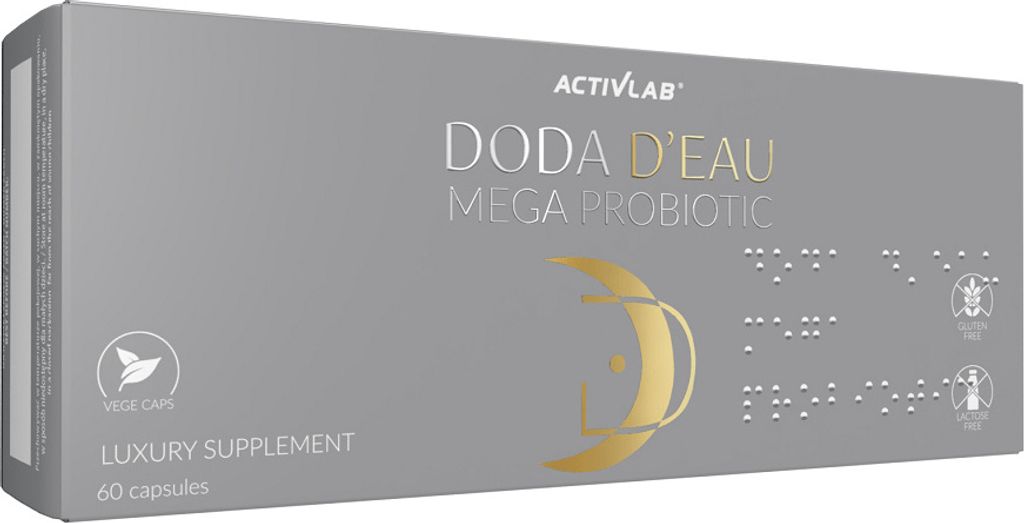 Activlab DODA D'EAU Mega Probiotic 60 Kapseln, gesunder Darm |geistige Gesundheit | FOS | 990.000.000 probiotische Bakterien in einer Kapsel
