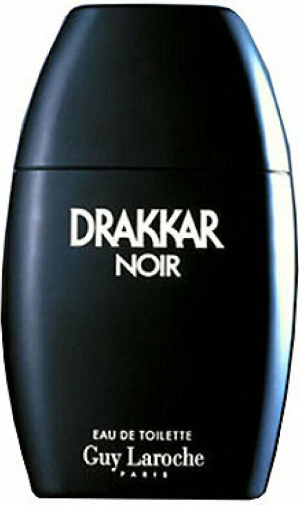 A black bottle of Drakkar Noir Eau de Toilette by Guy Laroche.