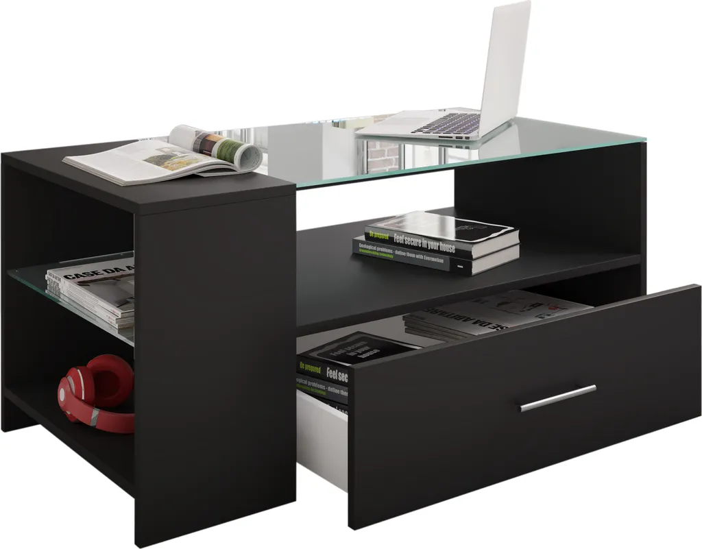 OFFERTA Tavolino Tindala Nero 100x50 cm | Tavolo Salotto con Cassetto